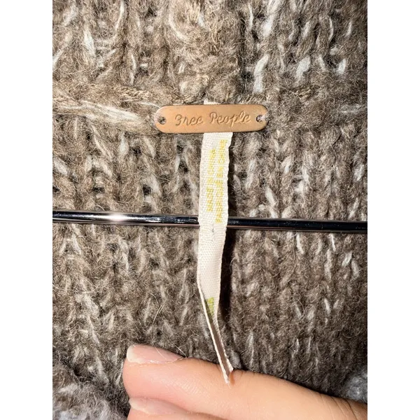 Free People Sz XS Cardigan Hooded Sweater Wool Blend Chunky CottageCore Boho Y2K - Image 3