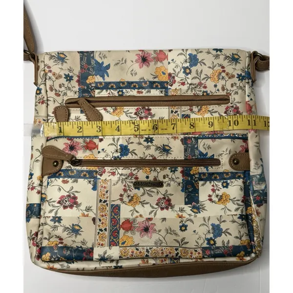 MultiSac Crossbody Bag Purse Floral Pockets Hippie Cottage Tan Boho Teacher Mom - Image 12