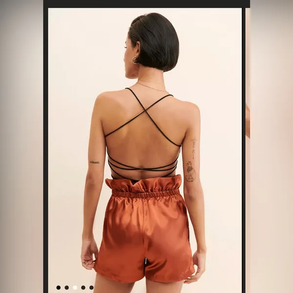 Free People Allani Liu Webber satin shorts SZ M Orange Size M - Image 4