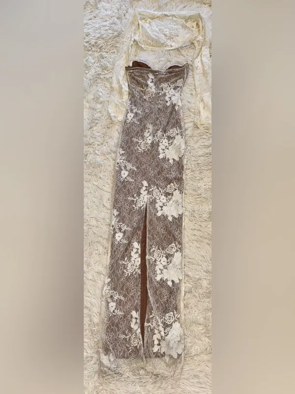 NEW HOUSE OF CB Lucienne Lace Corset Strapless Gown & Bolero Set Sz XS - Image 8