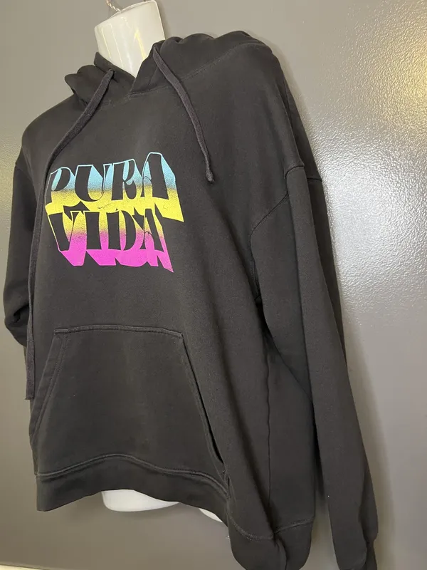 Pura Vida Hoodie Womens Medium Black Pura Vida Logo Graphic Fleece Pullover - Image 4