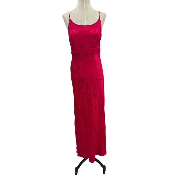 Privacy Please Mia Maxi Dress‎ Slip Maxi Floral Satin Hot Pink Size Small - Image 3