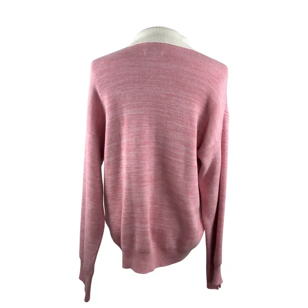 BDG Urban Outfitters Women's MEDIUM Renna Pink Long Sleeve Rugby Sweater Prep - Image 5