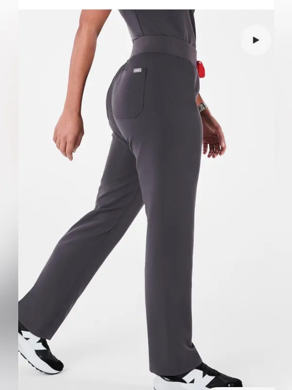 FIGS Livingston High-Rise Straight-Leg Scrub Pant Womens XS-P Charcoal NWT - Image 2