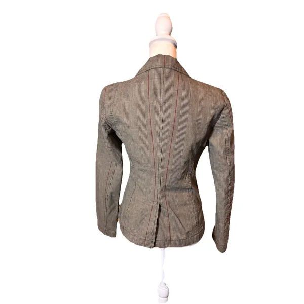 United Colors of Benetton Plaid Blazer Jacket Women Small Tailored Button Front‎ - Image 2
