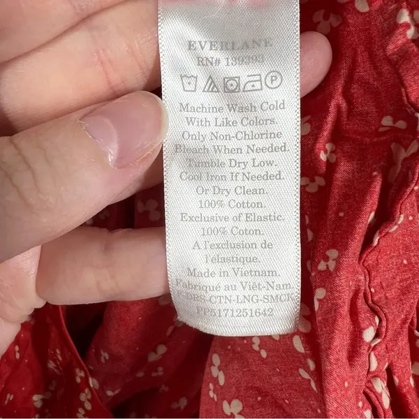 Everlane Red‎ White Floral The Smock Maxi Dress - Image 3