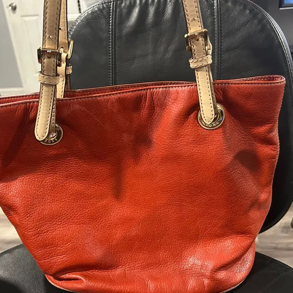 Michael Kors Burnt Orange Leather Tote with Tan Straps - Image 5