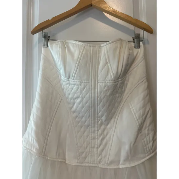 BHLDN Strapless‎ Satin Tulle Bridal Midi Dress NWT Large - Image 10