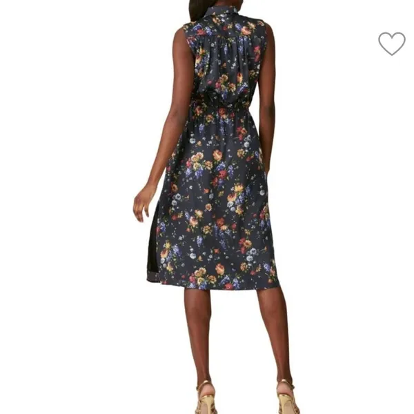Adam Lippes floral sleeveless midi dress black 8 wedding guest - Image 2
