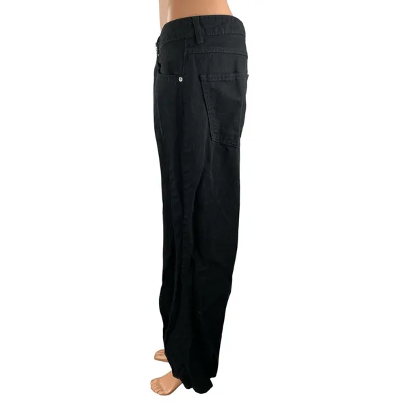 H&M Women's Black High Waisted Wide Leg Baggy Y2k Relaxed Denim Jeans Size 6 - Image 3