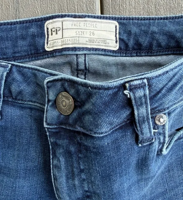 Free People Dark Blue Flare Pocket bell bottom Denim Jeans 26 - Image 4