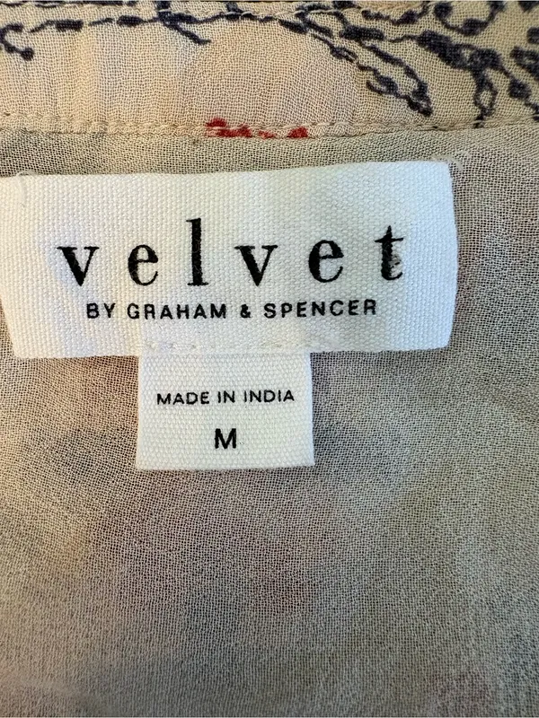 Velvet by Graham & Spencer Blouse Womens M Cream Excellent Embroidered Boho Top - Image 8