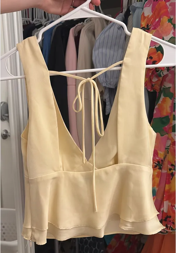 Light Yellow Satin American Threads top - Image 4