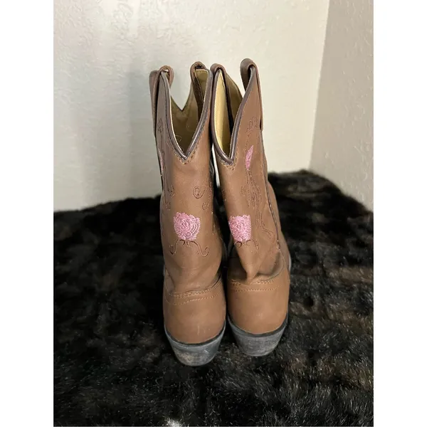 Shyanne Floral Embroidered Brown Leather Snip Toe Pull On Western Boots 6 - Image 3