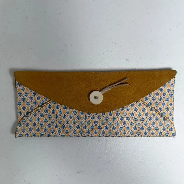 Anthropologie Georgia Penil Pouch Envelope Clutch Mustard Yellow Suede Boho Bag - Image 3