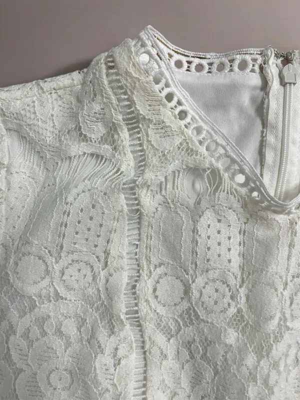 🦢 Blu Pepper Off-White Floral Lace Dress | Women’s Sz Med - Image 9