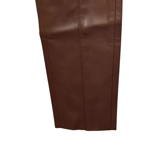 Zara Women's Legging High-Rise Skinny Leg Faux Leather Minimalist‎ Brown XS NWT - Image 3