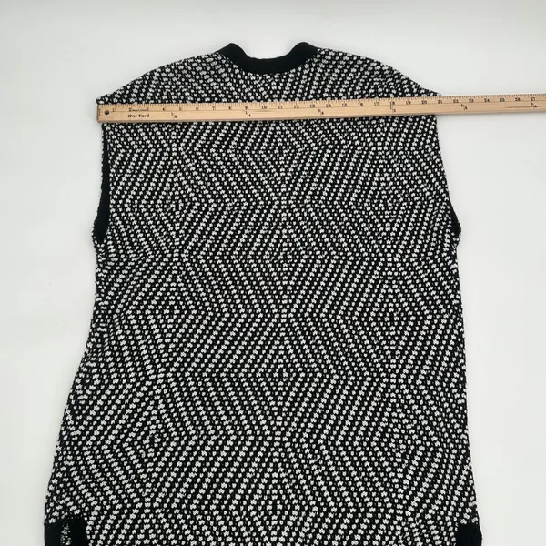 Chico's Sweater Vest Womens M 8 Chicos 1 Black White Knit Fringed READ - Image 8