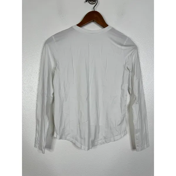 Lululemon Love Long Sleeve Shirt White Pima Cotton Crewneck LW3EYHS Size 0 - Image 2