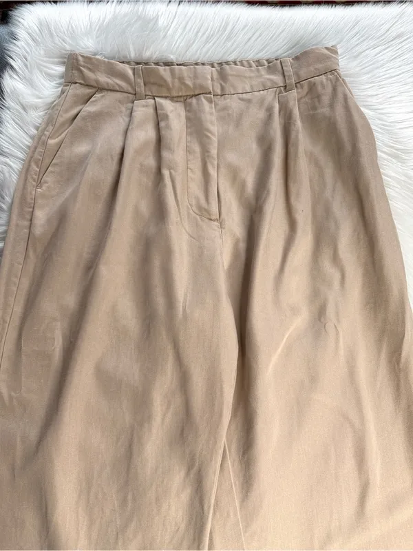 Abercrombie Tan Pleated Wide Leg Trousers - Image 2