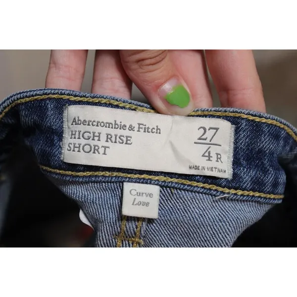 Womens Abercrombie & Fitch Curve Love High Rise Short Blue Jean Shorts Size 27 4 - Image 3