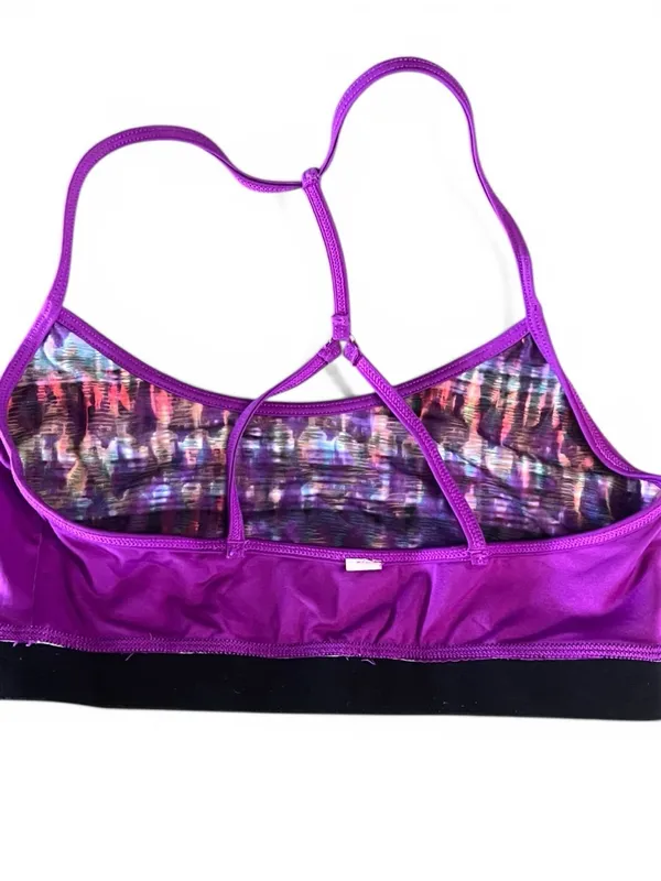 Alo Yoga racerback Spark sports bra featuring a purple abstract print - Image 13