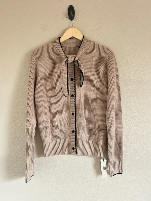 Commence New Knit Wool Blend Cardigan with bow tie medium - Image 4