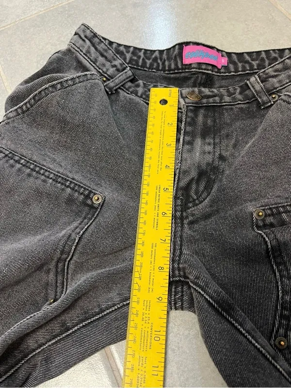 Edikted Black Wide Leg Carpenter Jeans with Front Patch Pockets - Image 10
