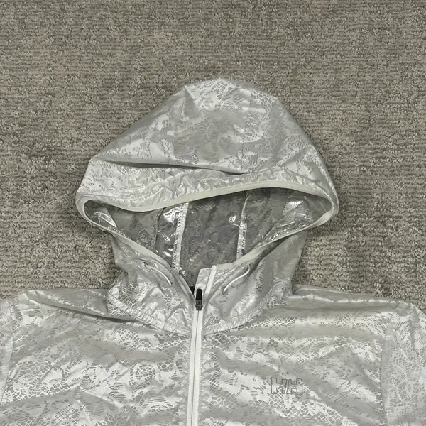 Helly Hansen Jacket Womens Small White Lace Print Hiking Lightweight Hooded - Image 2