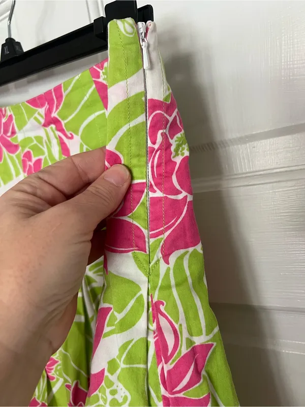 Lilly Pulitzer Pink & Lime Floral Pleated Skater Skirt - Image 5