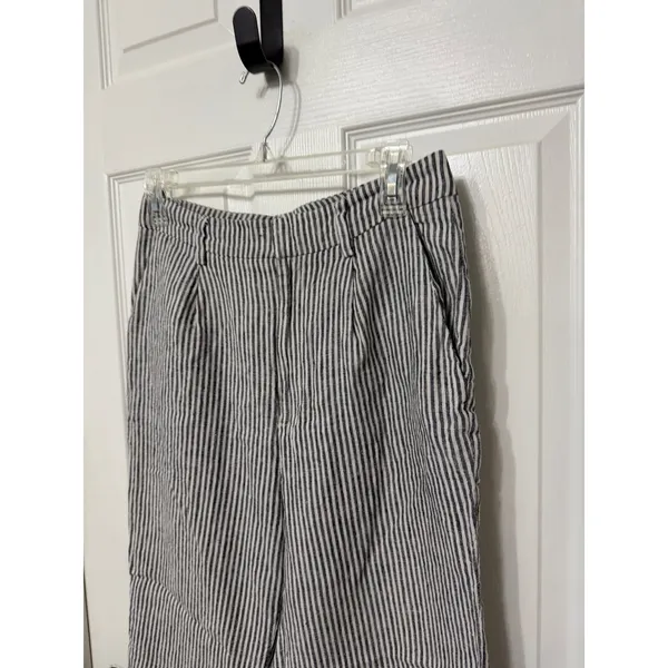 Reformation Blue White Striped Linen Wide Leg Pants Size‎ 6 - Image 3