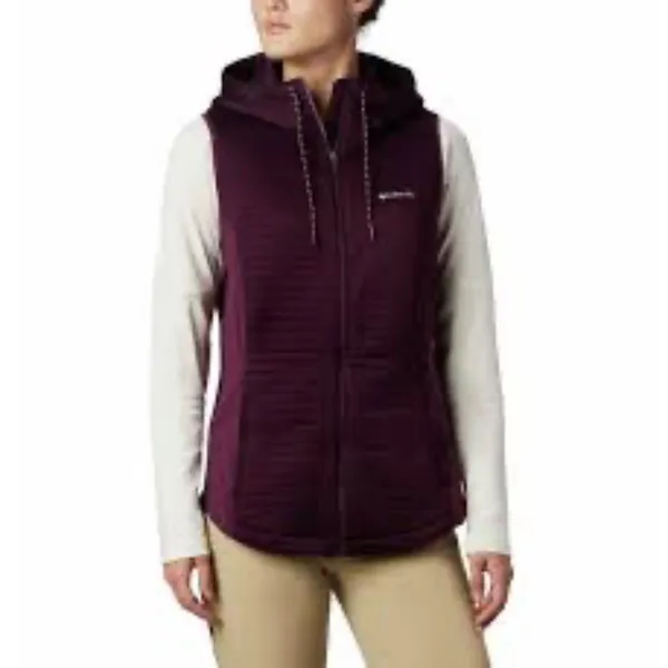 Columbia Pilsner Lodge Omni-Shield‎ Women's Size M Quilted Hooded Purple Vest - Image 2