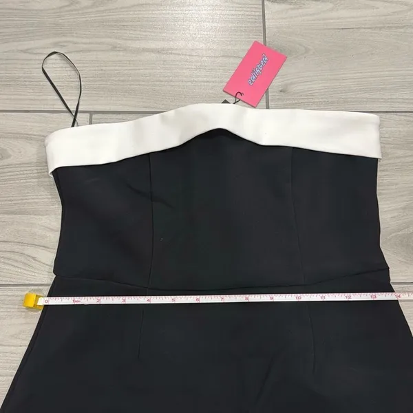 NWT Edikted Priyah Contrast Fold Over black and white Dress size medium ‎ Feels - Image 4