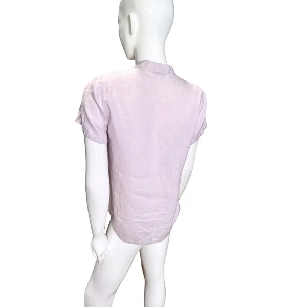 J. Jill Lavender 100% Linen Short Sleeve Button Front Blouse Small 704264 - Image 3