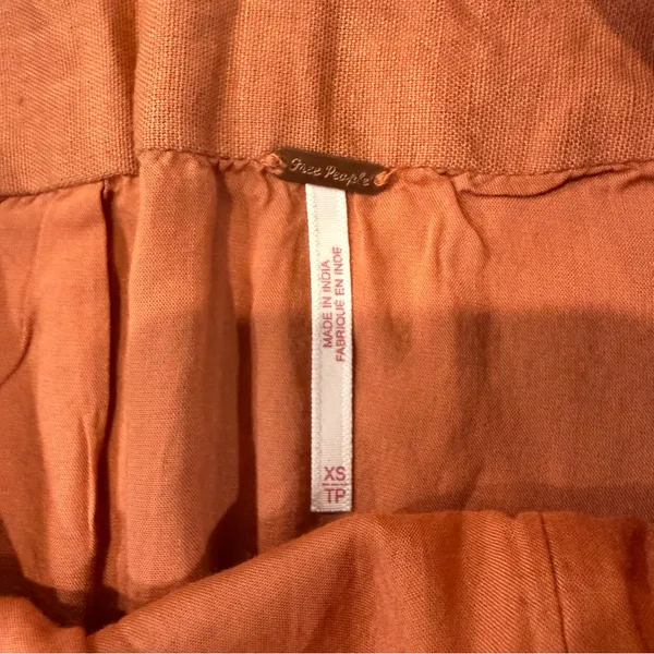 Free People Linen Blend Button Side Mini Skirt Womens XS Burnt Orange ZipperBack - Image 4