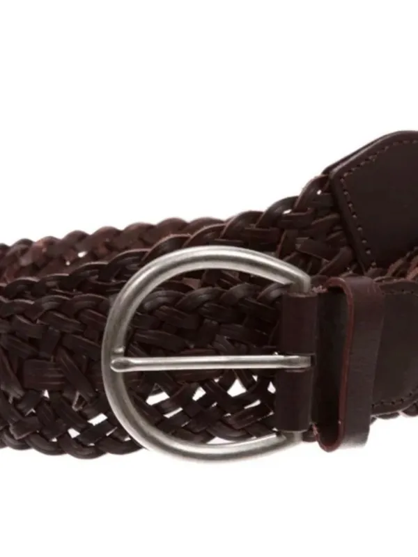 Merona Braided Leather Belt for Women in Dark Brown with Horseshoe Silver Buckle - Image 2