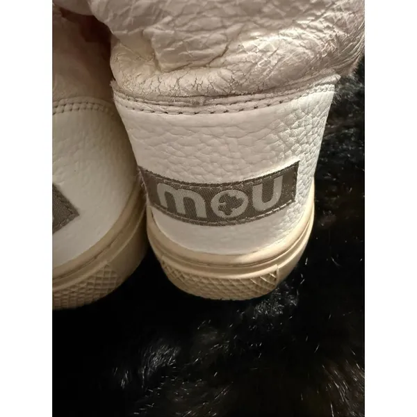 MOU - Eskimo Sneaker with Bold Rainbow Stitching in Nubuck True White 6 shoes - Image 5