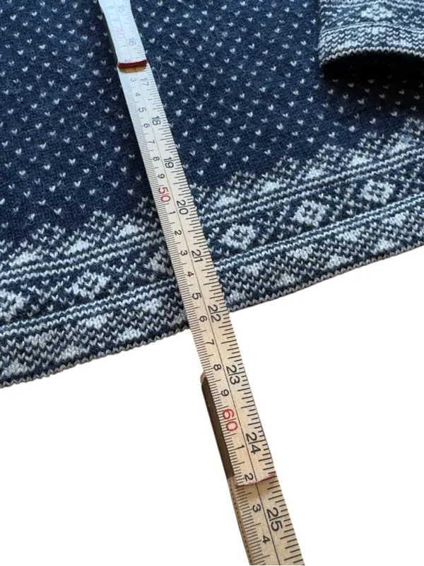 Paris Sport Club Shetland Wool Fair Isle Quarter Zip Sweater Small Nordic Knit - Image 10