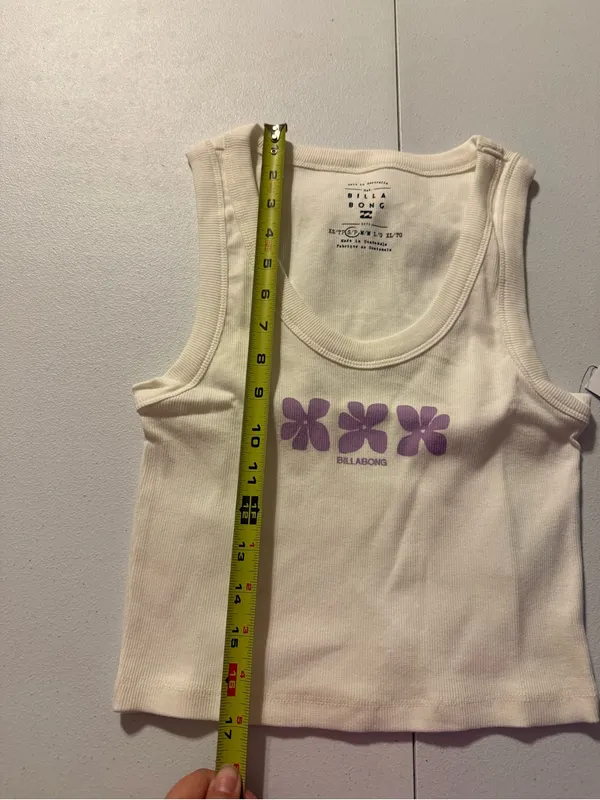 Billabong Block Party White Floral Ribbed Cropped Tank Top Small NEW - Image 5