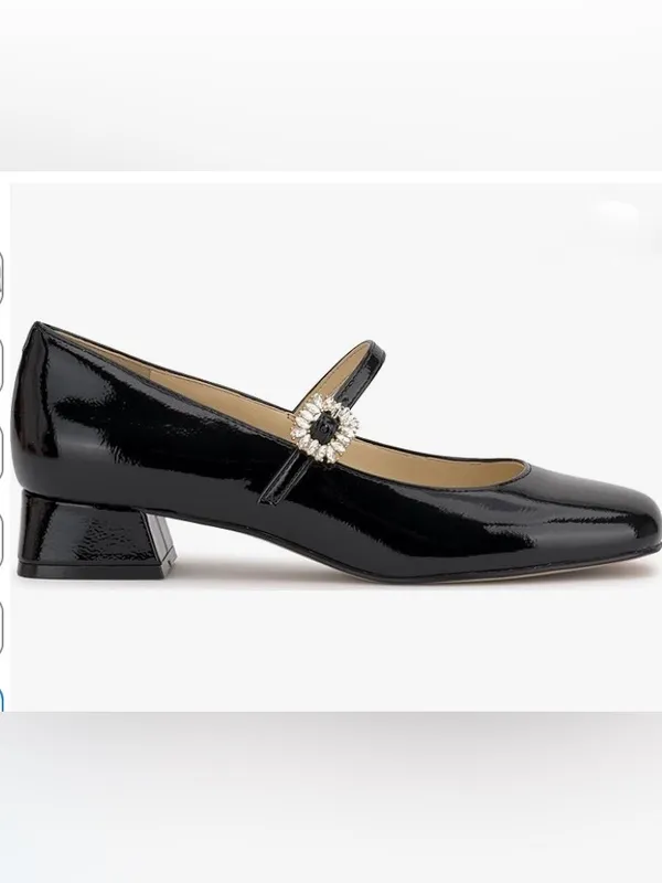 Jessica Simpson Black Patent Mary Jane Flats with Rhinestone Buckle Size 7.5 - Image 7