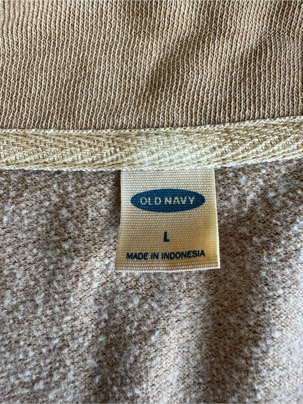 Old Navy Tan Beige Henley Drawstring Hem Sweatshirt Size Large - Image 4