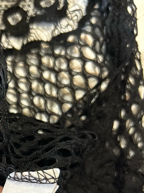 Black Sheer Lace Mesh Kimono Cardigan Beach Coverup Boho Festival - Image 4
