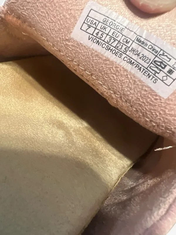 Vionic Georgie Blush Rose Pink Suede Chain Mule Loafers Size 7 Orthotic Comfort - Image 5