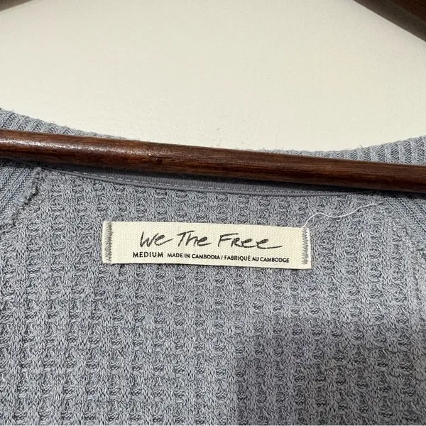 Free People We The Free Santa Clara Thermal Top Gray Oversized M - Image 5