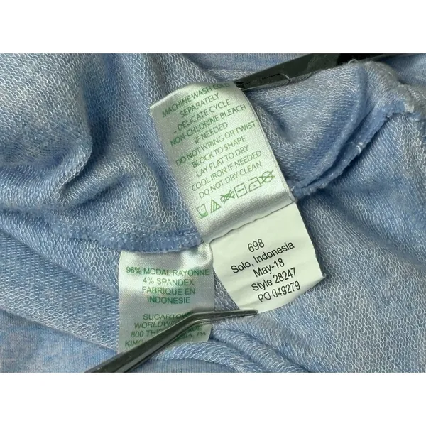 Lilly‎ Pulitzer 28247 Belinda Pullover Modal Heather Blue LARGE Shawl Neck Soft - Image 5