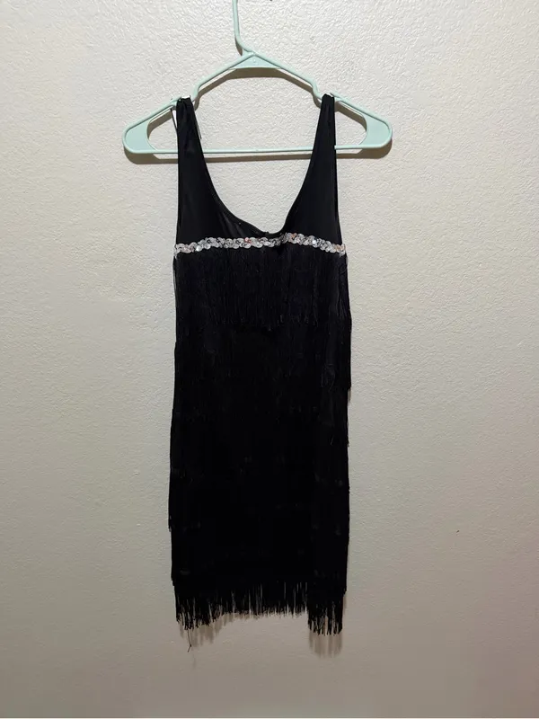 Spirit Halloween Women’s Fringe Flapper Dress Black Size Large 1920s Gatsby - Image 2