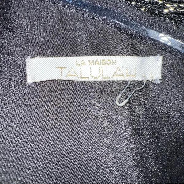 La Maison Talulah Starcrossed Lover Black Gold Metallic High Low Gown L - Image 15