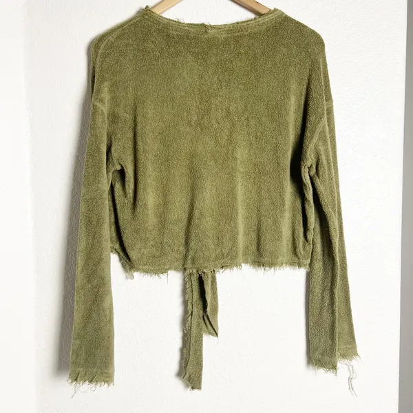 Free People Green Emmas Tie Henley Sweater Top Size XS - Image 4