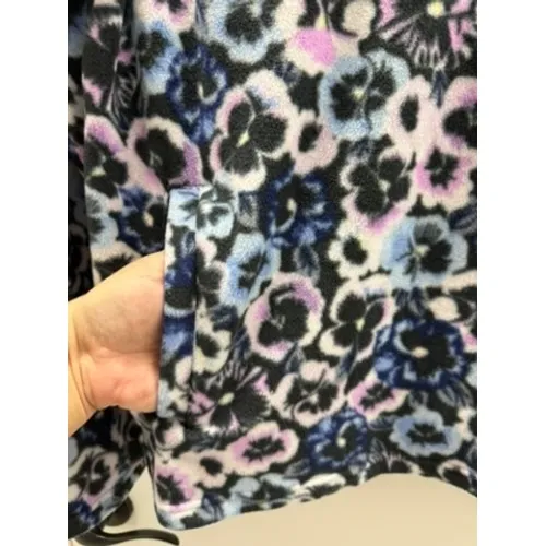 Vera Bradley Sporty Fleece Snap-Collar Pullover Plum Pansies‎ Floral XS Womens - Image 9