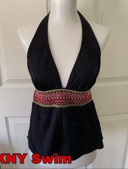 👀FINAL SALE 👉DONATING DKNY Swim halter black yarn 🧶 waist size m medium - Image 2